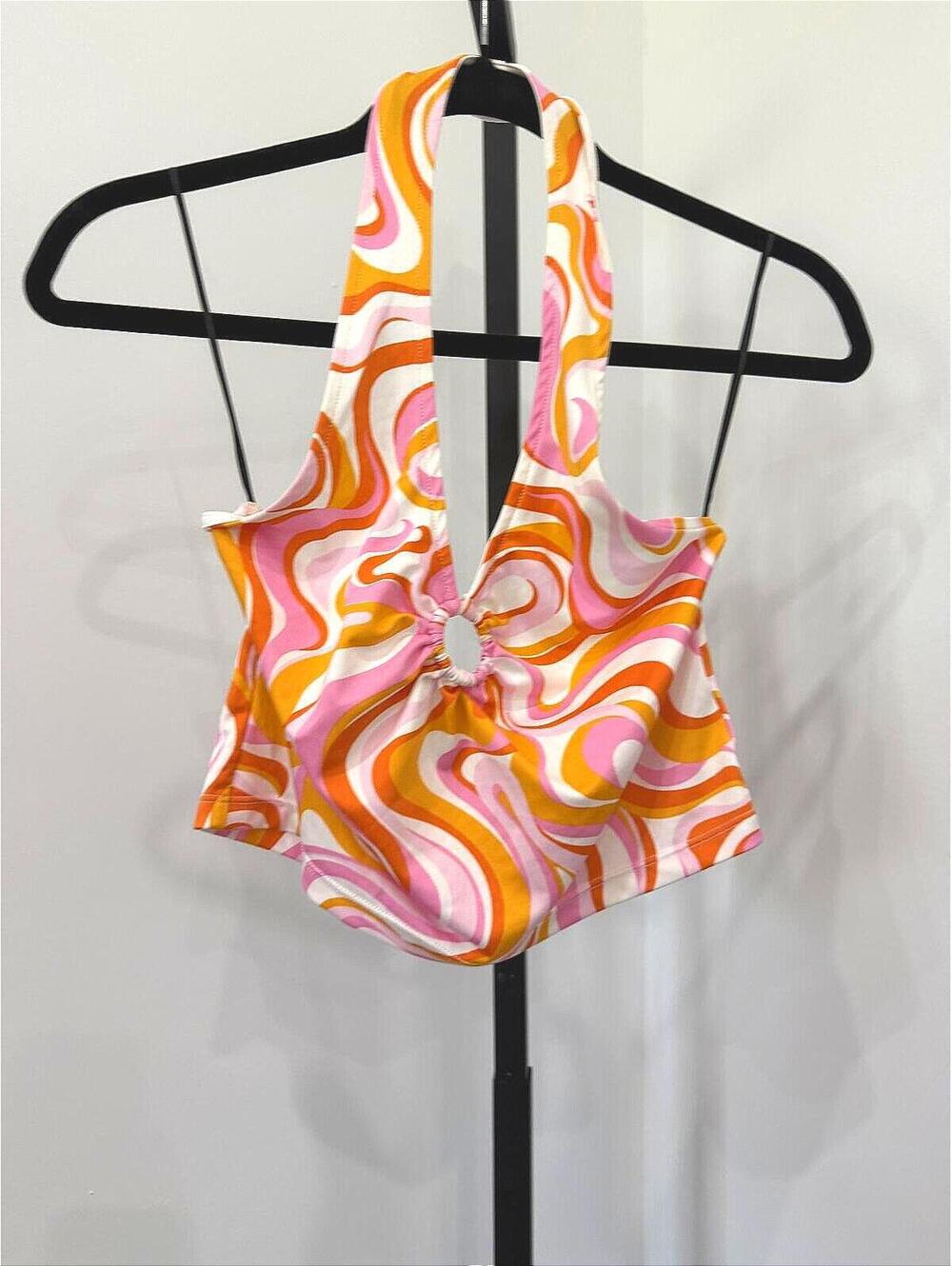 H&M Divided Women's Crop Top with Retro Swirl Pattern, Size M - Picture 1 of 5